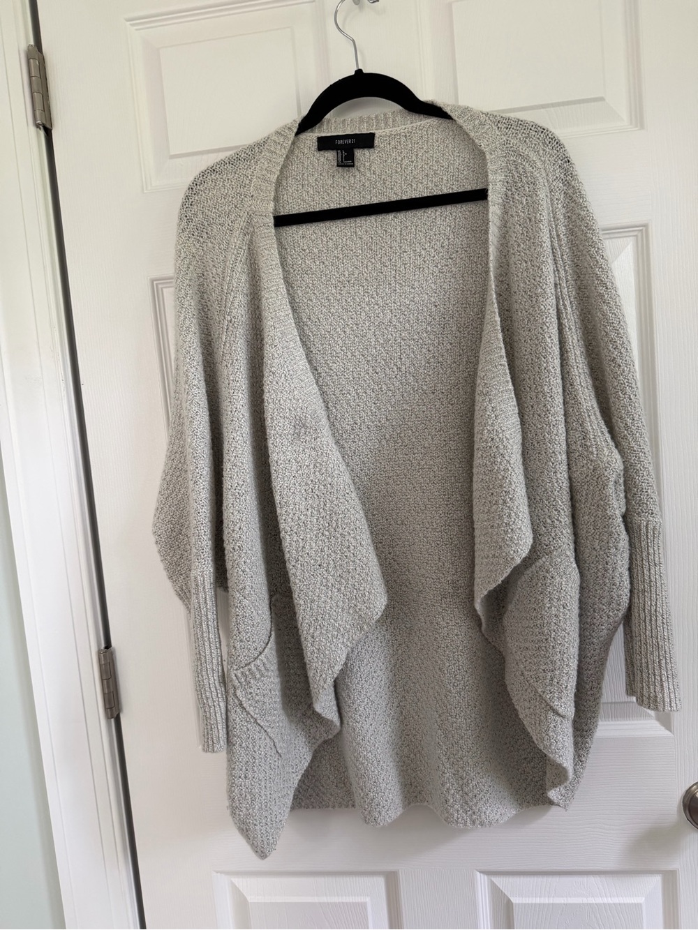 Forever 21 Light Gray Draped Open-Front Cardigan